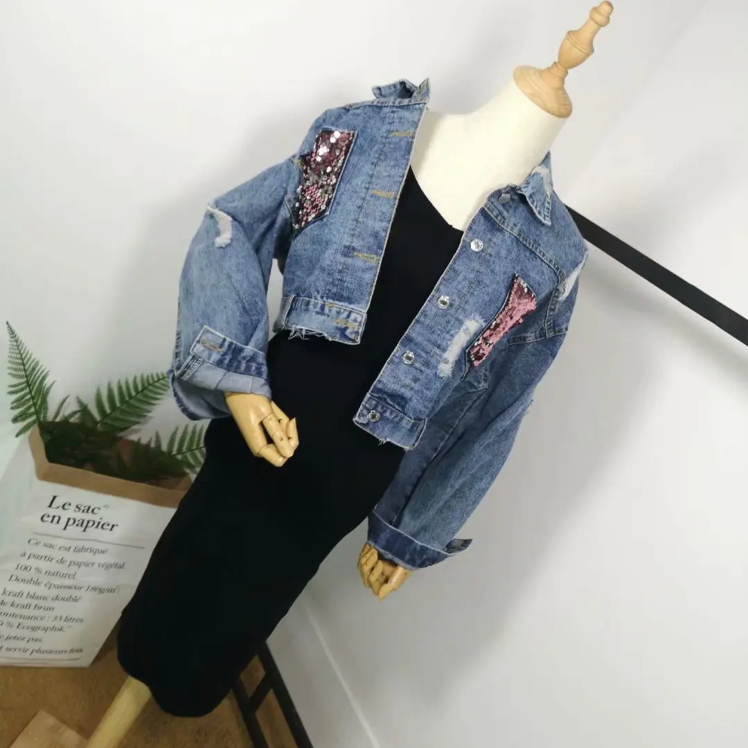 Женское джинсовое пальто с двойными карманами в европейском стиле|Куртки| |