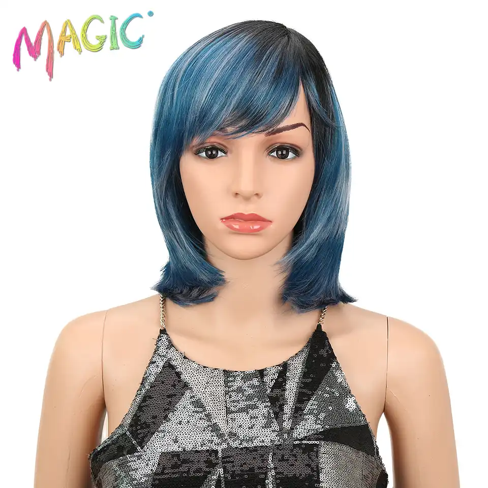 Magci Hair African American Bangs False Wigs 12 Inch Short Ombre Blonde Wigs 22 Colors Straight Synthetic Wigs For Black Women Synthetic None Lace Wigs Aliexpress