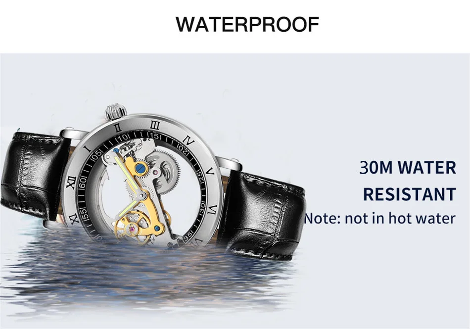 New Creative Watches Men 3ATM Waterproof Transparent Case  Automatic Mechanical Watch Mens Tourbillon Watches Relogio Masculino