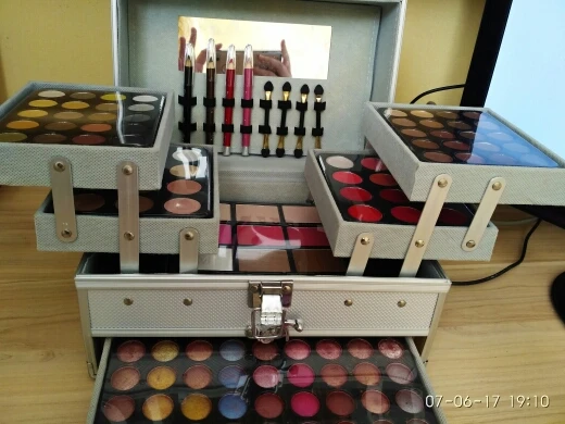 Kits de Maquiagem Batom em pó Conjunto com Caixa de Maquiagem Profissional Shimmer Fosco Glitter Sombra Maquiagem Conjunto Caixa Blush Cosméticos Ferramenta 22 blush cosméticos conjunto com caixa de maquiagem ferramenta