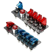 Jtron DC12V Carbon Fiber Racing Car Ignition Switch Panel + 5 LED Toggle switch combination switch for Racing Sport Competitive