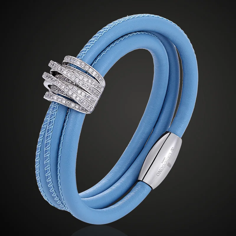 Leather Bracelet Beaded Bracelet Zlxgirl adjustable Magnet leather zircon bracelet accessory For Wedding women's chain bracelet&bangle guangdong factory bijoux