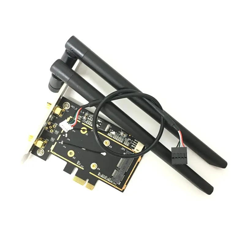 Pci-e PCI Express 1x адаптер настольный конвертер с 2* 6dbi ТВ антенна для Intel 9260NGW 8260 7260 PCIe NGFF M.2 Wi-Fi Bluetooth - Цвет: PCI-e