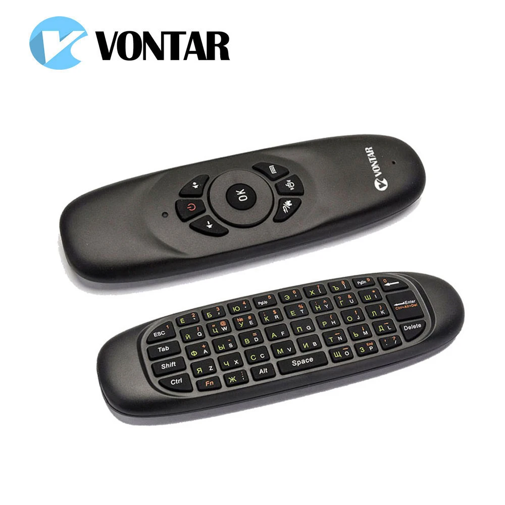 2 4GHz C120 Fly Air Mouse Russian English Rechargeable font b Mini b font Wireless Keyboard