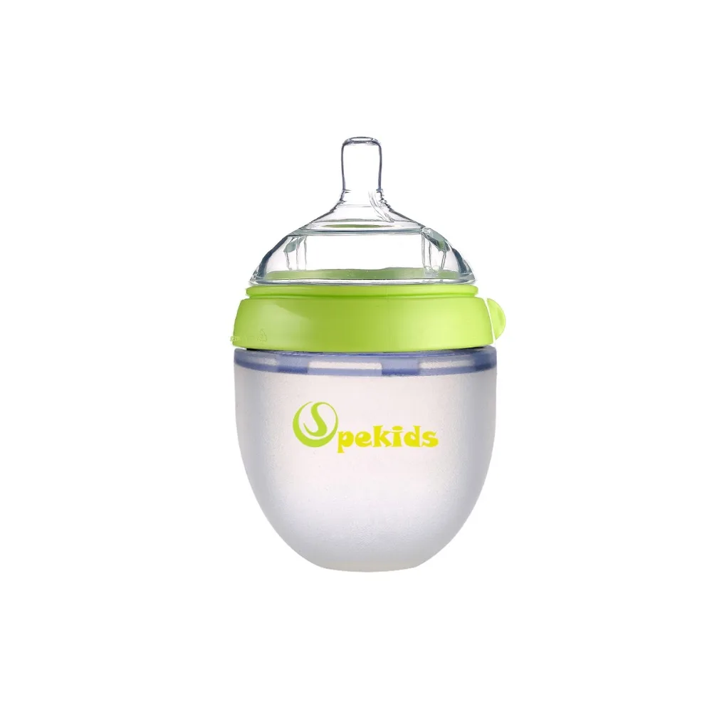 Mamadeira BPA Free Spekids 150 мл& 250 мл силиконовая бутылка ложка подарок детская бутылка biberon - Цвет: 150ml Green