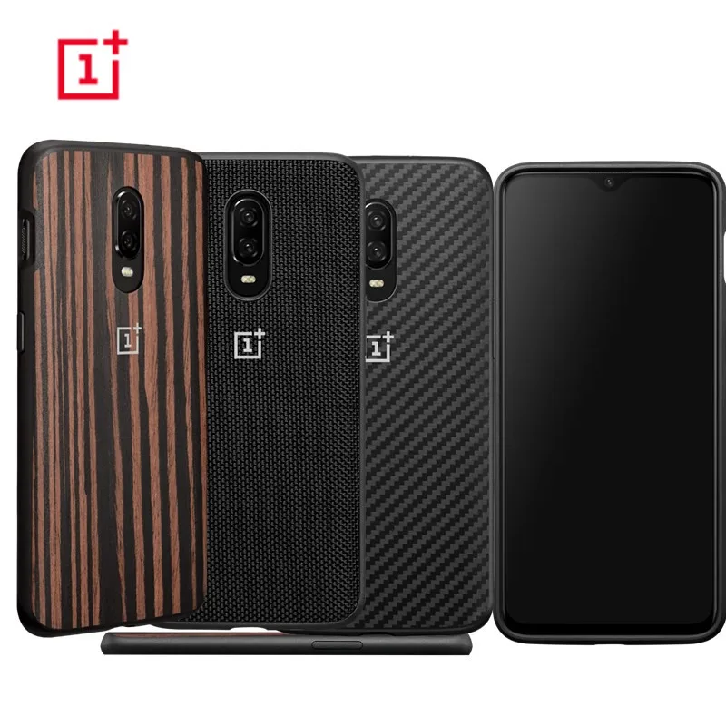 

OnePlus 6T Case Cover Official Kevlar Ebony Nylon Bumper Protective Case One Plus 6T Original Genuine 1 Plus 6t Shockproof Cover