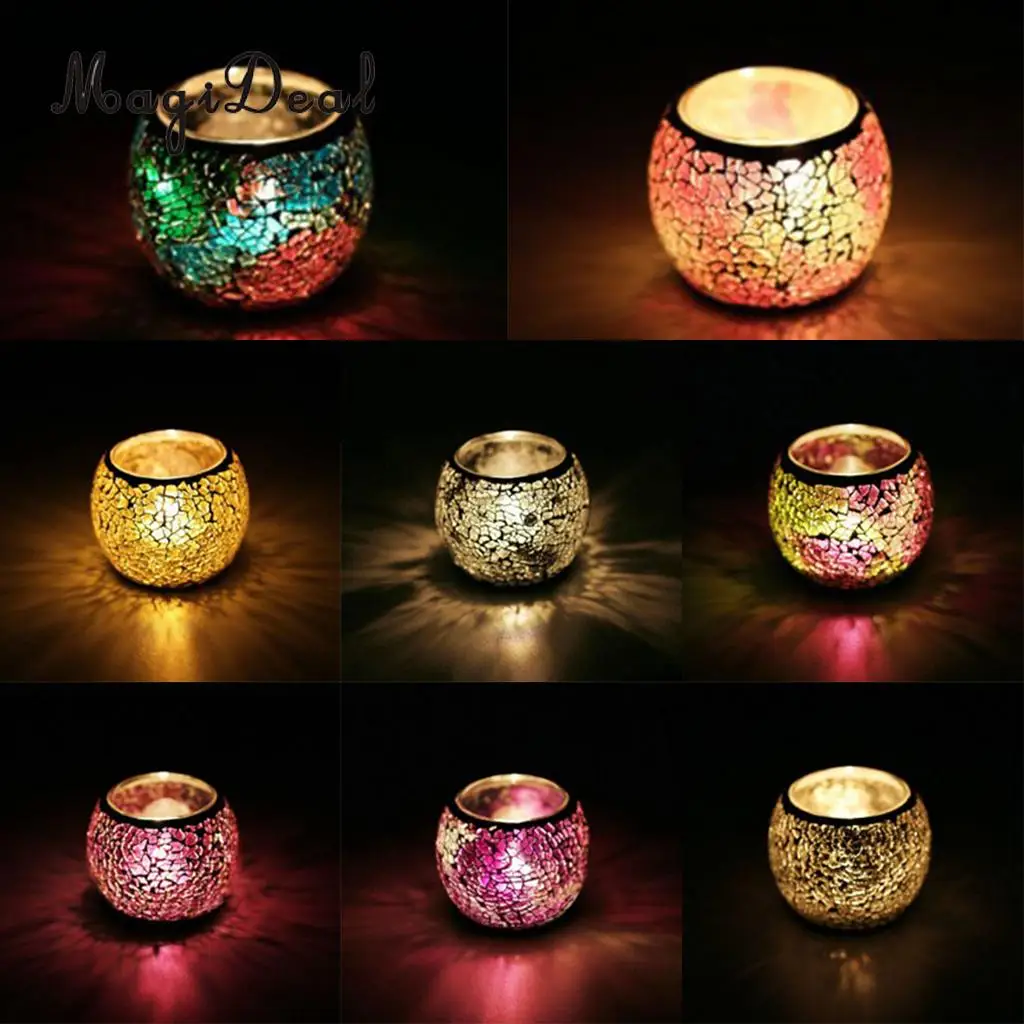 MagiDeal мозаичная стеклянная Свеча держатель Tealight Votive подсвечник Настольный Декор A-H