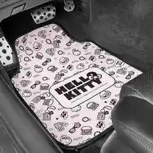 Универсальный автомобильный коврик в стиле Hello kitty из искусственной кожи, противоскользящие автомобильные коврики