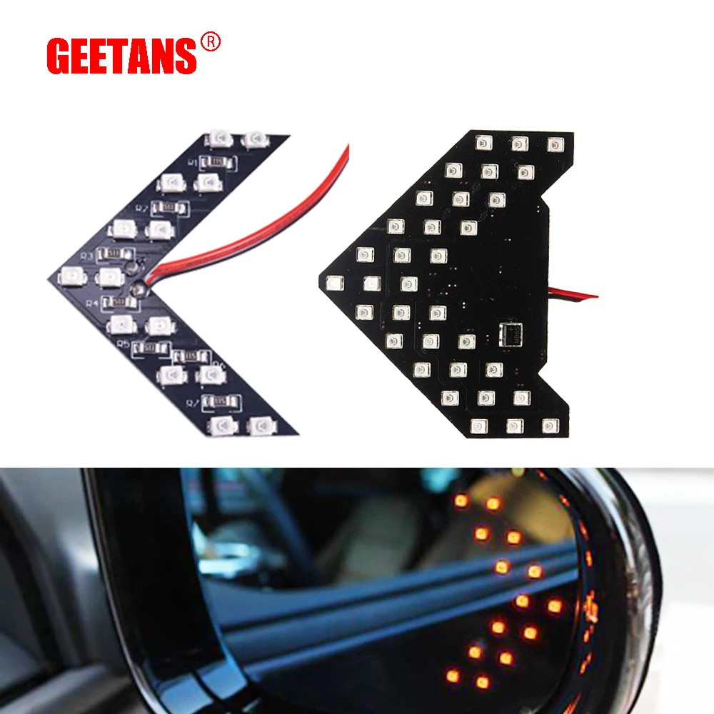 GEETANS 2PCS/Set 33/14 SMD LED Arrow Panels Car Side Mirror Turn Signal