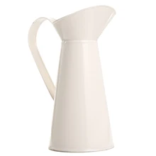 Винтажная ваза для цветов, высокий металл, потертый шик, кремовая ваза, эмалированный кувшин, кувшин для вечерние, свадебные, домашний декор