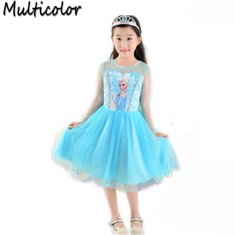 

2017 Hot Sell Elsa Anna Girls Princess Children Dress Party Fantasia Cloth Vestidos Infants Dress Summer Baby Kid Custom Dresses