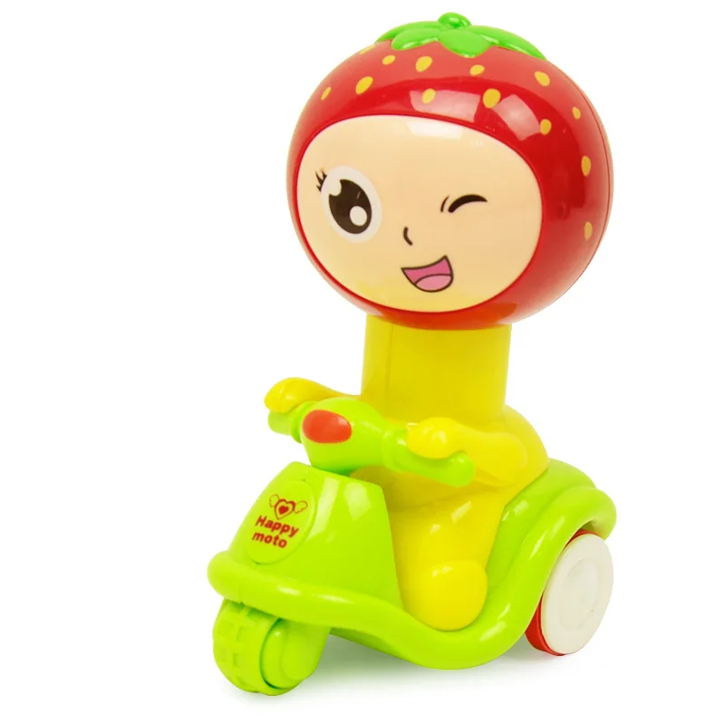 Interesting cartoon fruit smiling face toys mini motorcycle car toys