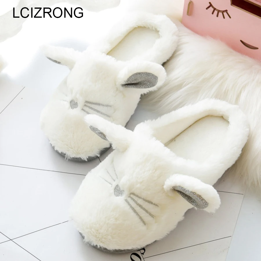 Comprar LCIZRONG lindo gato invierno mujer casa zapatillas para interior dormitorio suave felpa inferior zapatilla algodón cálido zapatos casa regalo de Navidad
