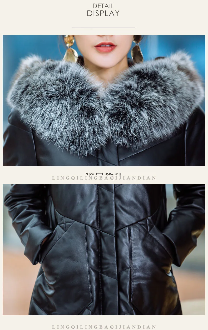Корейский лисий мех капюшон овчина куртка из натуральной кожи женские пуховики осень зима пальто женская одежда 2018 ZT840