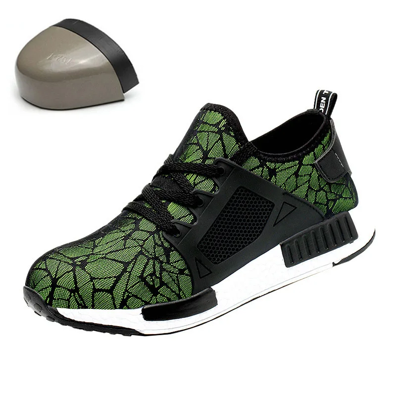 

JUNSRM Men's shoes large size outdoor steel toe protective safety shoes men's breathable steel midsole puncture work boots shoes