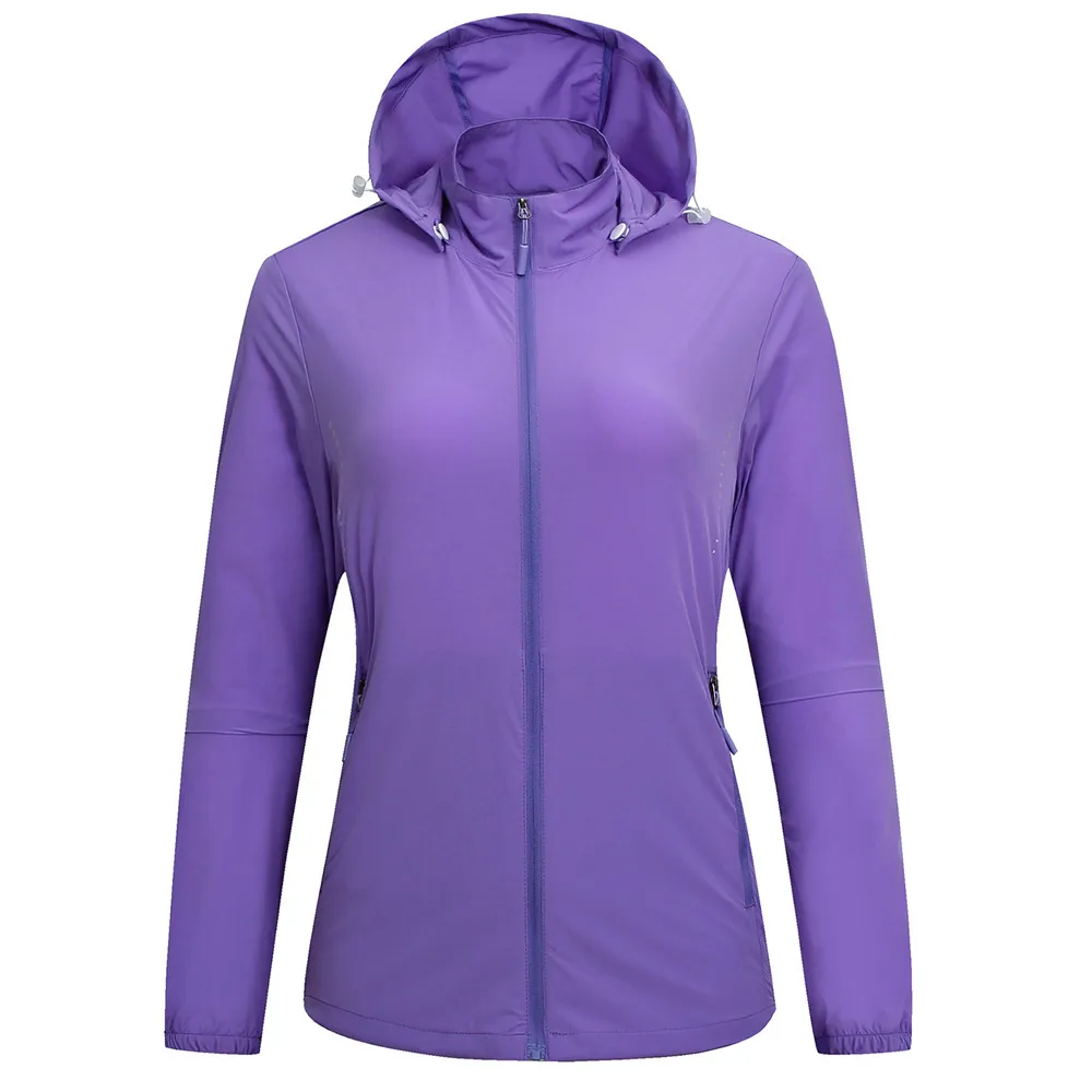 Purple(Women) Поглотитель света пара куртка солнцезащитный головной платок Повседневная Уличная быстросохнущая Водонепроницаемая походная куртка с капюшоном - Цвет: Purple(Women)