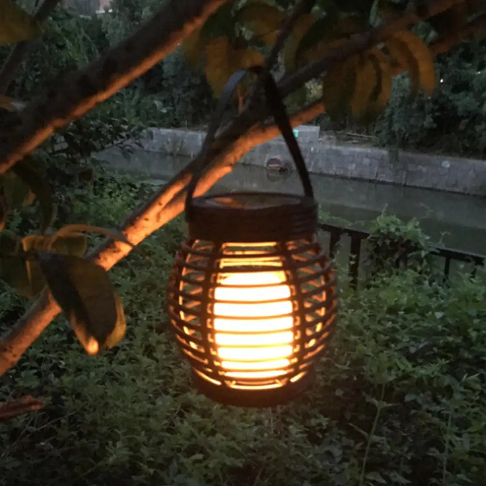 Yfashion светодиодный фонарь с солнечной батареей, уличная лампа из ротанга для сада, двора, улицы
