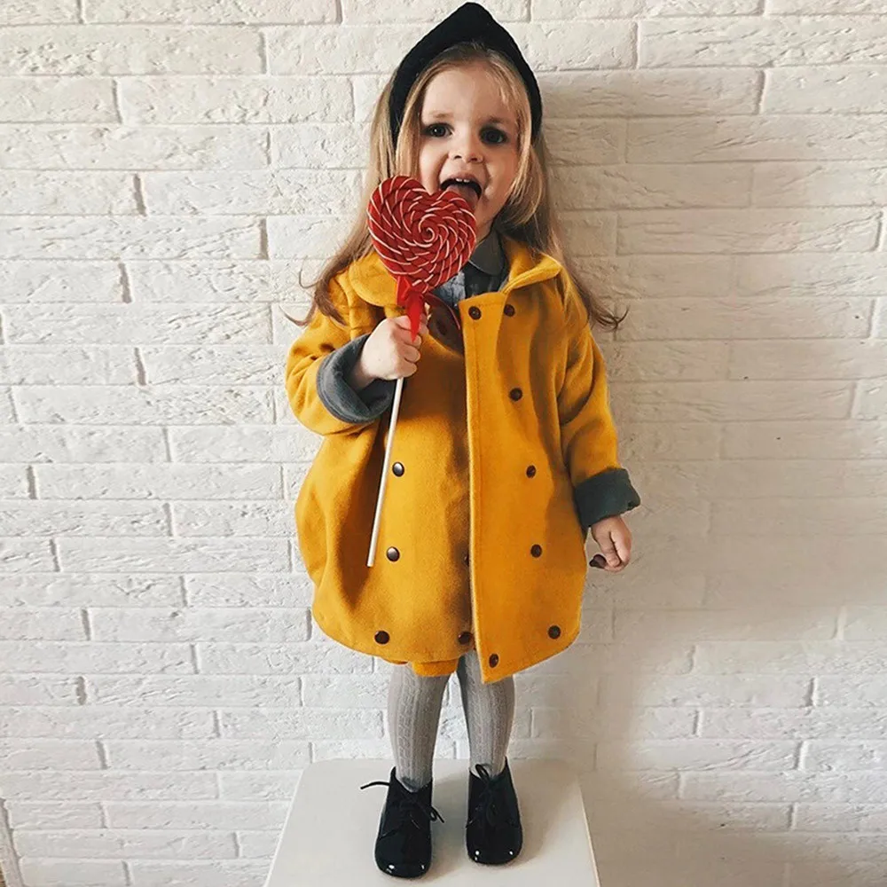 

Kids Baby Girls Winter Solid Coat Cloak Jacket Thick Warm Outerwear Clothes 2018 fashion hot sale solid color warm windproof