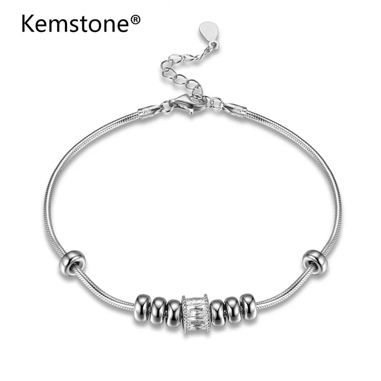 

Kemstone Fashion Sterling Sliver Snake Bone Zircon Bracelet for Women Jewelry