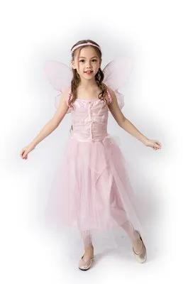 

2019 new pink fairy long dress halloween cosplay costume for girl Flower fairy costume kid party clothes children dress up cloth