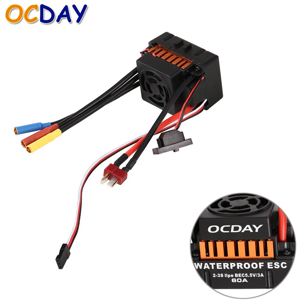 1pcs OCDAY Waterproof 60A Sensorless Brushless Car font b Electronic b font Speed Control ESC