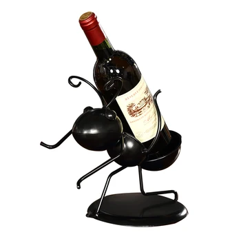 

Funny Metal Worker Ant Figurine Wine Bottle Holder Ornamental Iron Art Insect Wine Rack Craftworks Home Decor Bar Accessories