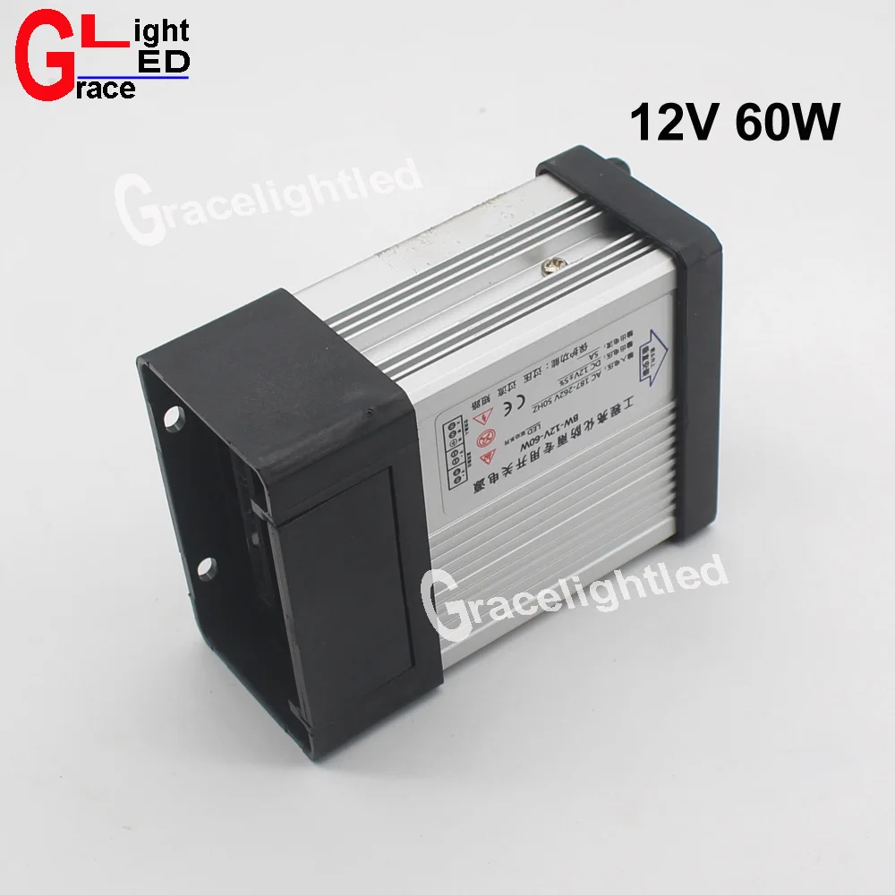 DC12V светодиодный открытый источник питания с защитой от дождя 5A 60 W СВЕТОДИОДНЫЙ Драйвер Трансформаторы переменного тока 220 V 230 V 240 V вход