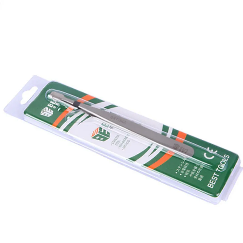 Wozniak Flat 34A-SA Antimagnetic Anti-acid Fine Stainless Steel Tweezers Stamp Clip
