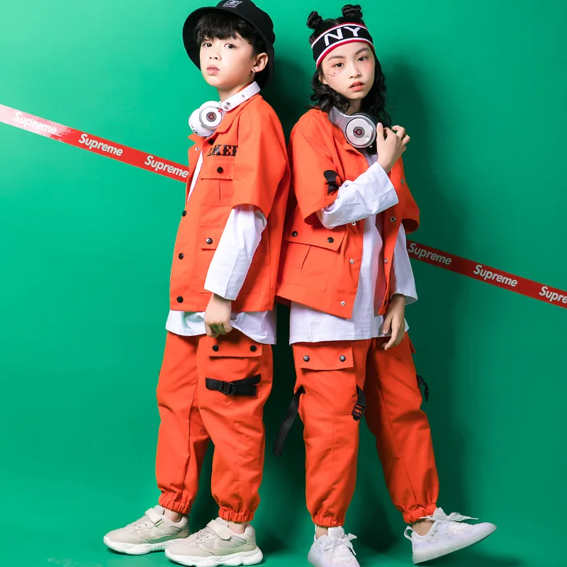 Kids Hip Hop Clothing Girls Boys Sweatshirt Jogger Pants Jazz Dance Costumes Set Ballroom Dancing Clothes Outfits Boys Coats