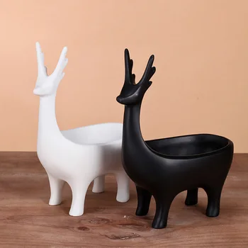 

European Black White Deer Resin Craft Decoration Creative Home Key Storage Ornaments Home Decoration