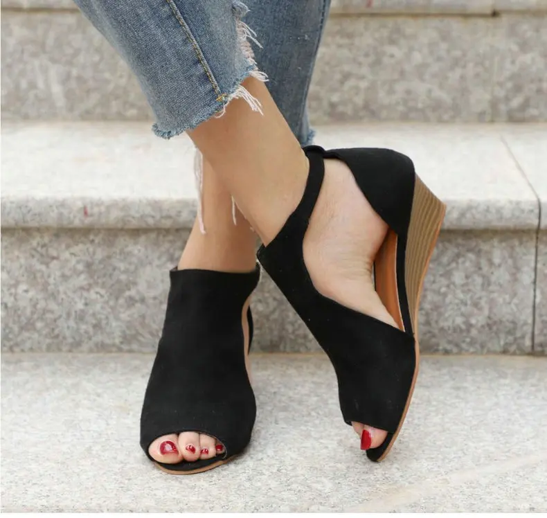 Women's Boots' Women Slip-On Fashion Ankle Summer Boots Women Plus Size High Heels Wedge Ankle Boots For Womens Winter Boot (4)