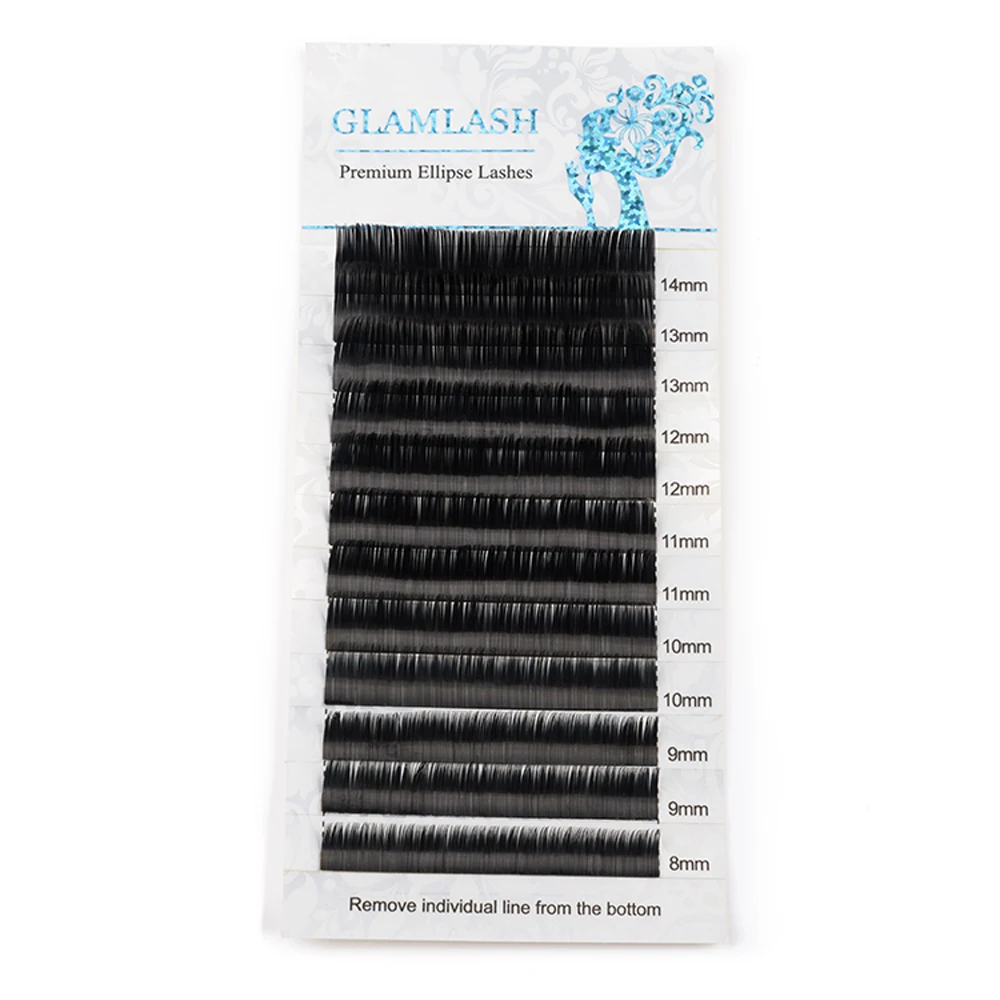GLAMLASH 8~ 14 смешанных кашемировых плоских ресниц, матовые искусственные норковые ресницы, поставки, индивидуальные эллипсовые ресницы для наращивания, раздельные кончики
