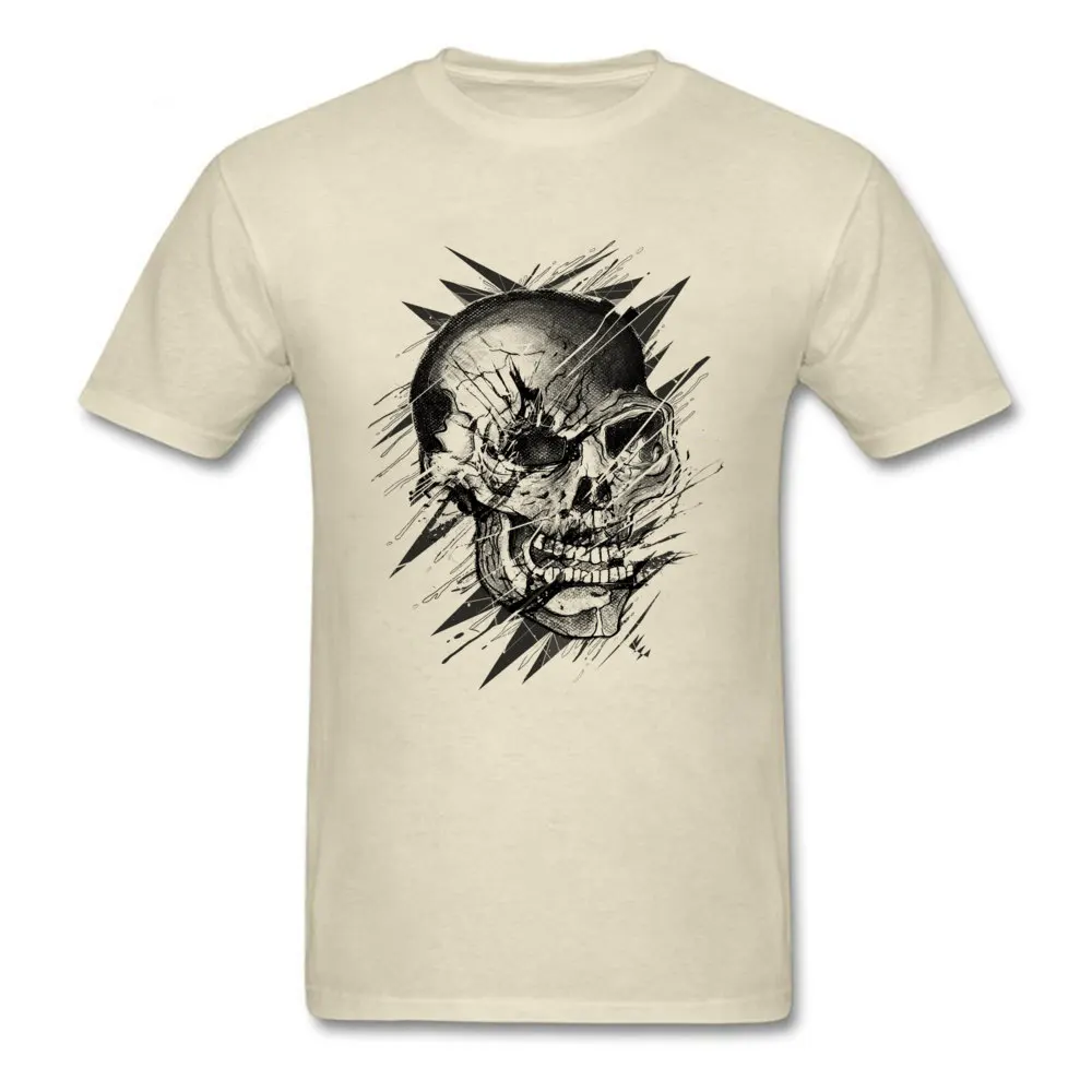 Geek Skulls Not Dead Round Collar Top T-shirts NEW YEAR DAY Tops Shirt Short Sleeve for Men Cute 100% Cotton Design T-shirts Skulls Not Dead beige