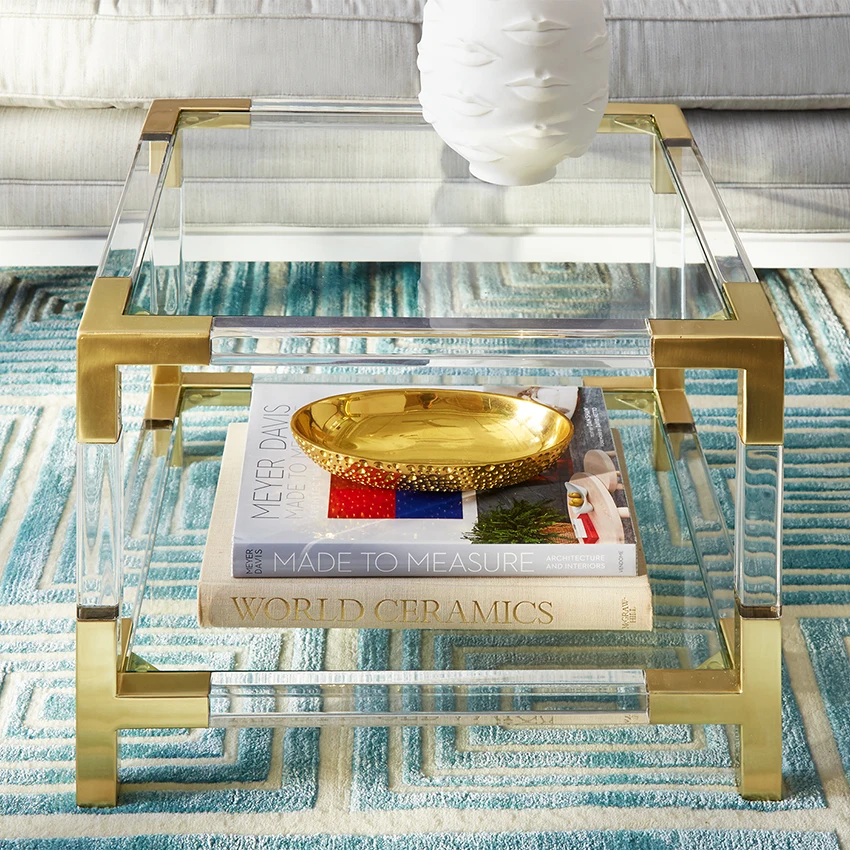 Современная Изысканная прозрачная якли чайный столик Свадебная Мебель зеркало титан золото colo