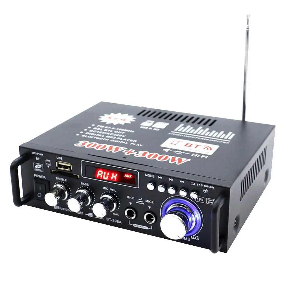 

600W DC12V AC220V Car Amplifier Mini HiFi Stereo Audio Power Amplifier with Digital Bluetooth for Car Auto Home Audio
