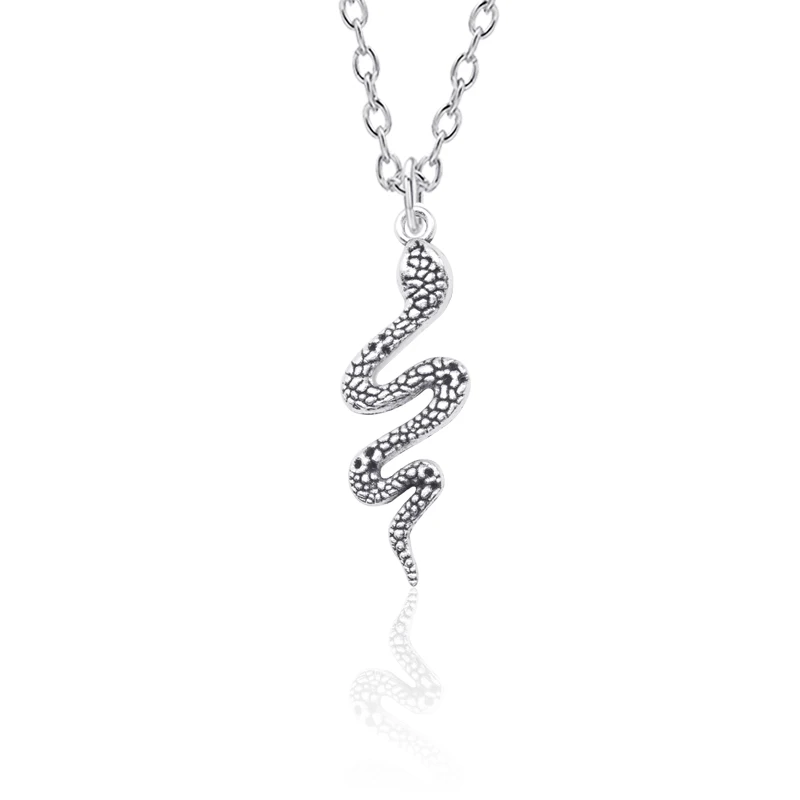 

Collares De Moda 2019 Retro 12 Zodiac Snake Necklace For Women Ancient Silver Exaggerated Alloy Animal Snake Pendant Jewelry