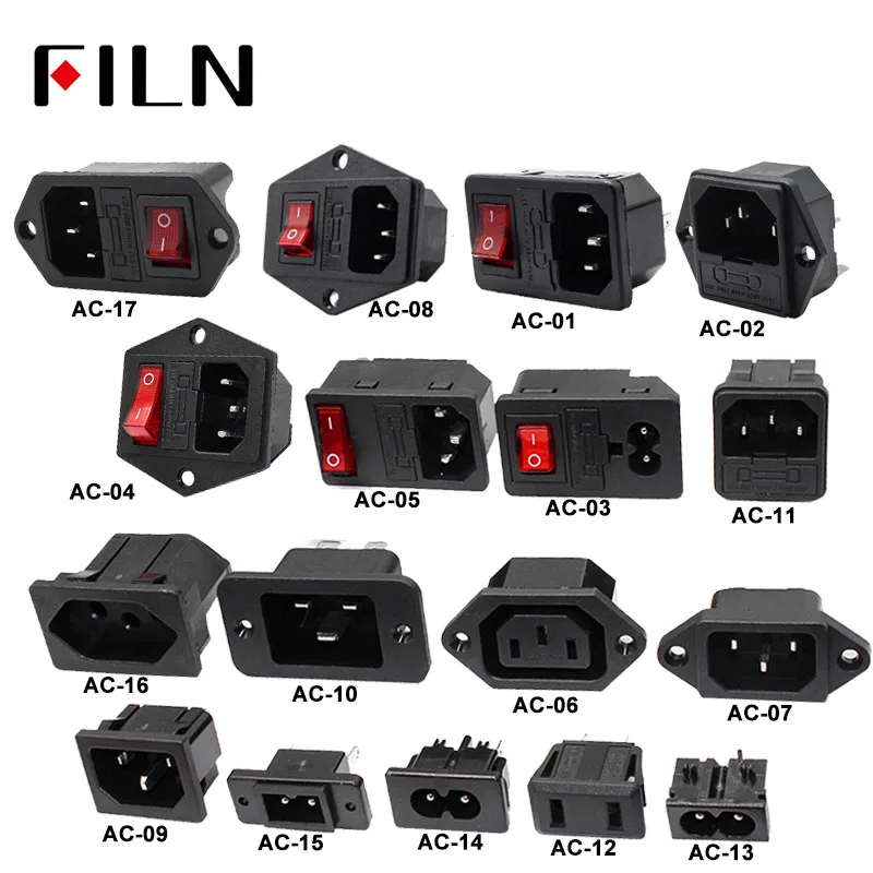 IEC320 C14 Điện AC Ổ Cắm 3 Chấu Đỏ Led 250V Đính Đá Công Tắc 10A Cầu Chì Nữ Nam Cửa Hút Gió Cắm Cổng Kết Nối 2 Ổ Cắm Gắn|Công tắc| - AliExpress