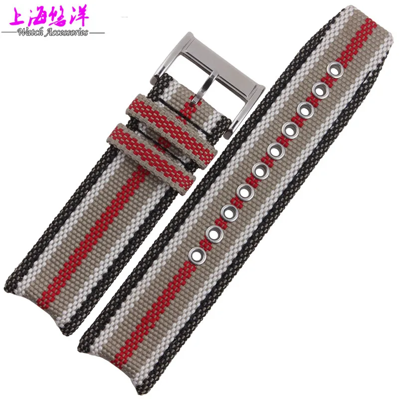

Leisure Business High Quality Durable Fashion 22mm British fashion Style Striped Nylon Watch Band Strap for fit BU7600/BU7601