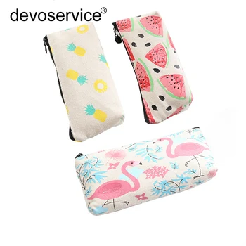 

Free Shipping Canvas Pencil Bag Pencil Bags Korean Cartoon Creative Kawaii Stationery Students Pouch Office School Supplies