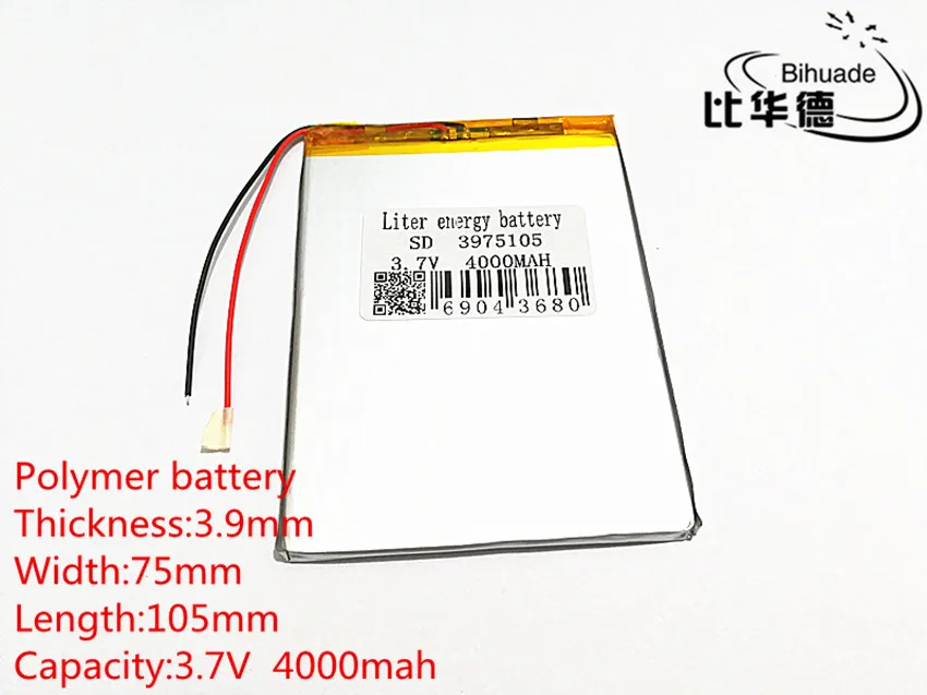 3,7 V 3975105 4000 mah литий-полимерный литий-ионный аккумулятор Li-ion аккумулятор для планшетного компьютера 7 дюймов MP3 MP4