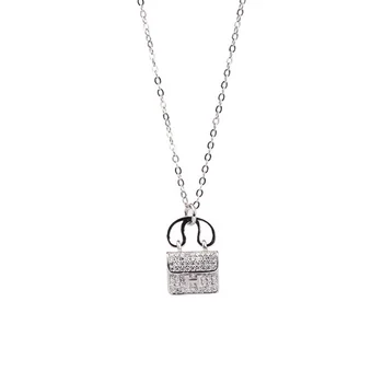 

WANG Select colour Jewelry bag h word mother Pendant Female 925 silver necklace Clavicular chain gift temperament