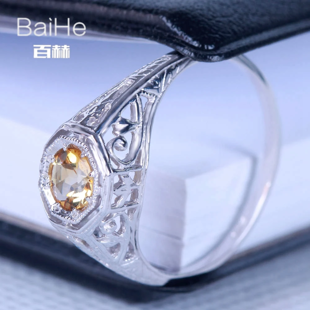 BAIHE Стерлинговое Серебро 925 пробы 0.92ct желтый безупречный круглый настоящий