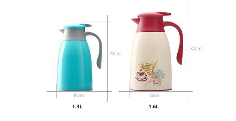 Household Office 1.3L1.6L Vacuum Thermos Pot Coffee Insulated Carafe Hot Water  Kettle Thermos Flask Bottles Free Shipping10