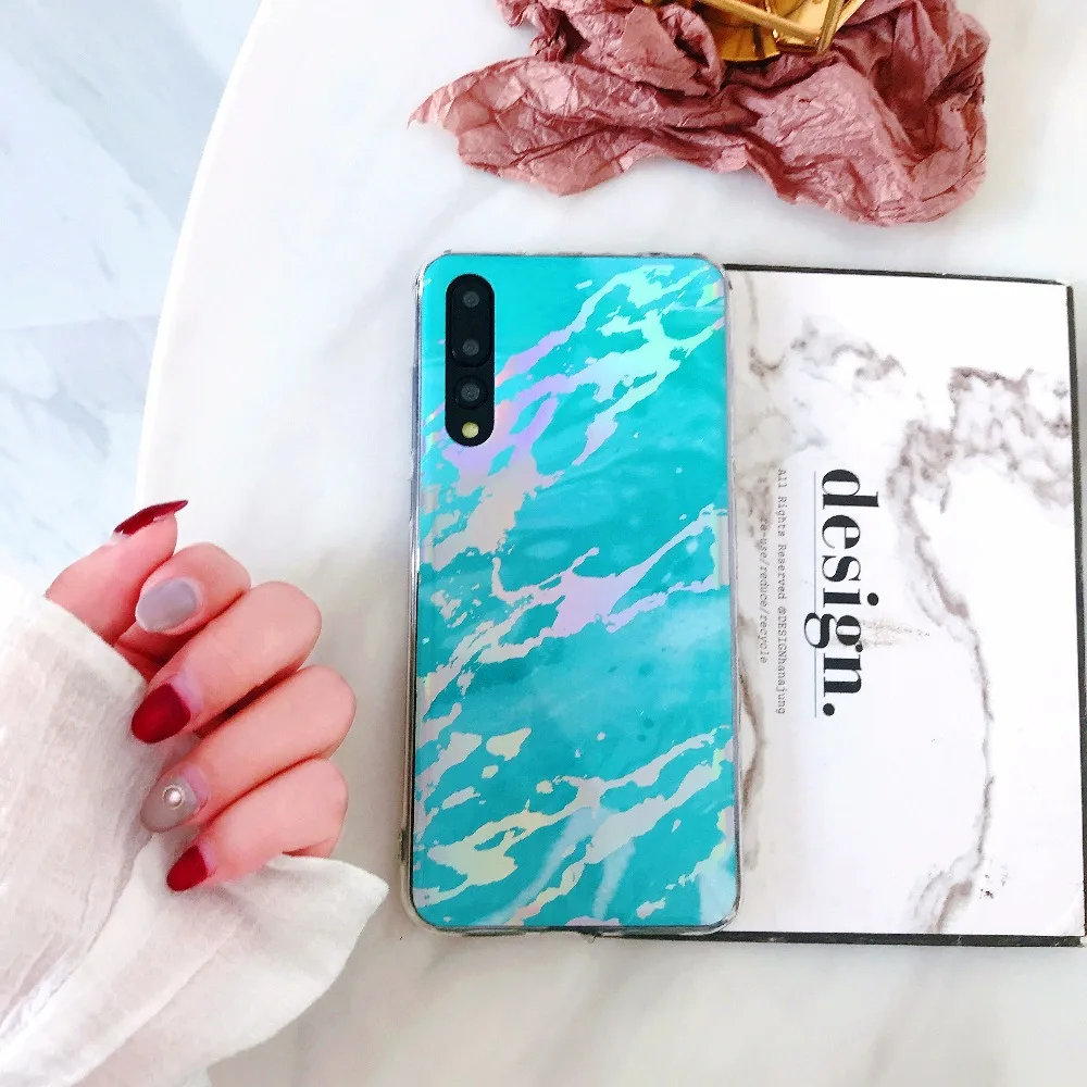 Блестящий Мягкий чехол из ТПУ и мрамора для Huawei P20 Lite Pro Honor 7A 7C Nova 2S 3i 3e Y5 Y6 Prime