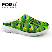 FORUDESIGNS/Летний стиль; Мужские сабо; повседневные сандалии; мужские сандалии с принтом перьев павлина; дышащая пляжная водонепроницаемая обувь