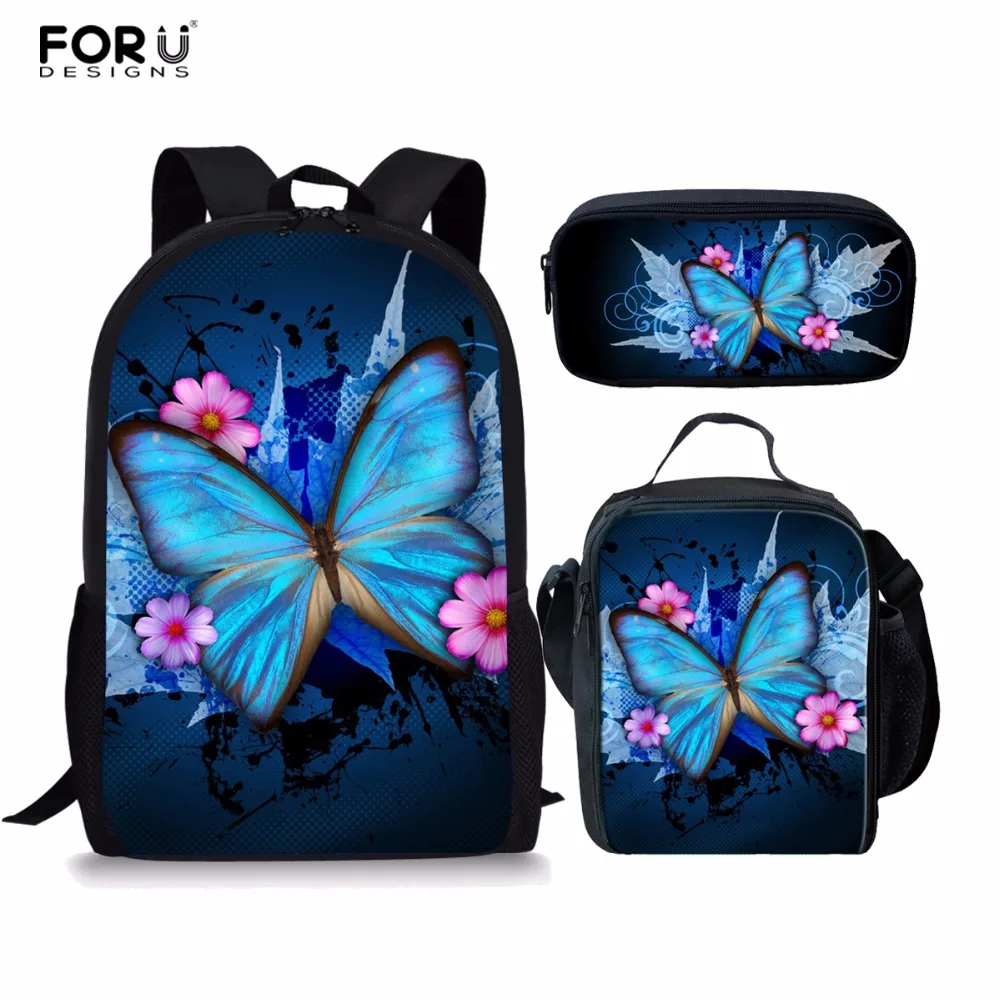 FORUDESIGNS/Детские Школьные Рюкзаки Мода 3 шт./компл. с рисунком бабочки сумки для