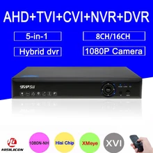Hi3521A XMeye 1080N 16CH/8CH 6 em 1 Híbrido Coaxial Wifi vigilância Gravador De Vídeo NVR XVI CVI TVI AHD DVR Livre grátis