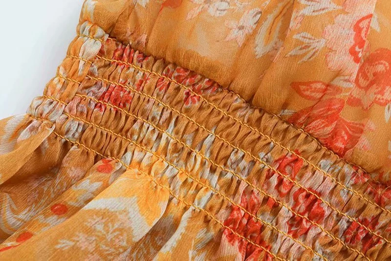 Винтажный шикарный летний женский пляжный короткий топ без рукавов с цветочным принтом, шифоновый жилет в богемном стиле, короткая версия топиков с оборками для женщин