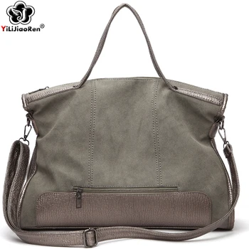 Vintage Nubuck Leather Handbags Famous Brand Big Ladies Hand Bags 2019 Large Shoulder Bag Luxury Handbags Women Bags Designer zmqn women leather handbags oil wax soft leather hand bags large capacity crossbody bags famous brand portable strap adjustable