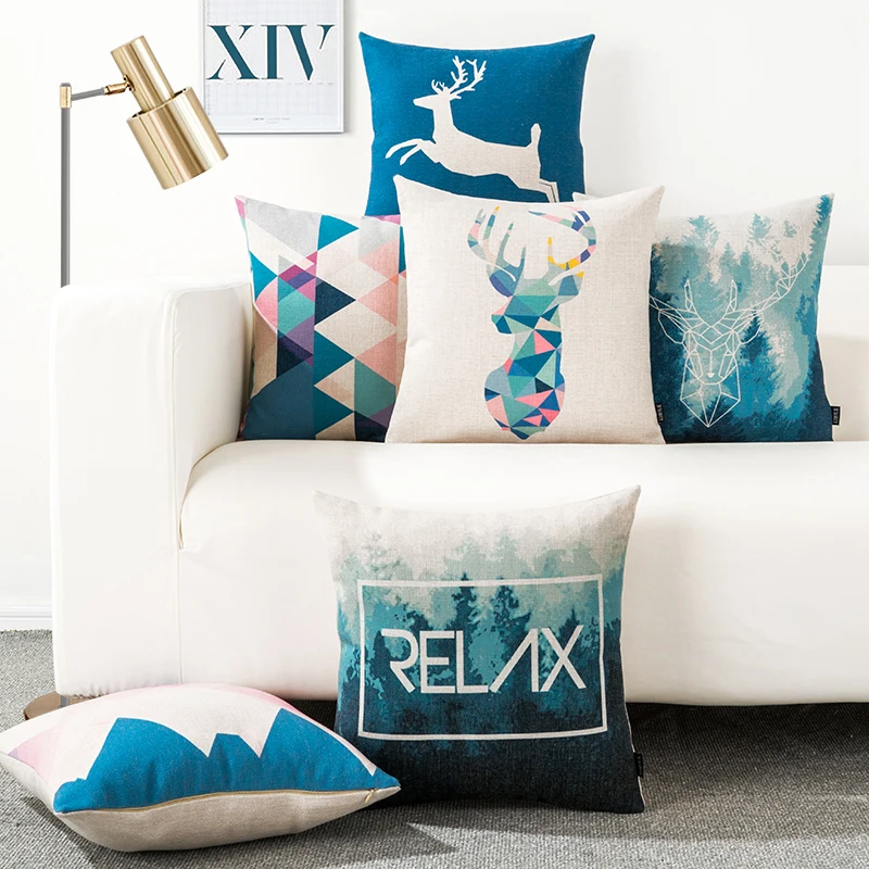 هندسي الحيوان دير وسادة وسادة المتوسط الريف سميكة الكتان وسادة سيارة مكتب أريكة وسادة